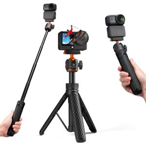 K&F CONCEPT 25.6"/65cm Magnetic Quick Release Tripod Compatible with DJI Osmo Nano/Osmo Action 6, 2-in-1 Extendable Handle with Extension Rod, 360 Ball Head Selfie Stick, Vlogging Stand/Accessories