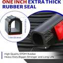 D Shape Door Rubber Seal Strip,1" RV Slide Out Seal Self-Adhesive EPDM Rubber,Heavy Duty Automotive Weather Stripping for Fill Gaps,Apply to Car,Truck,RV,Boat and Home Application (25ft)