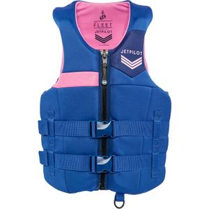 Jetpilot Fleet Neoprene Dual Coast Guard Approved Life Jacket PFD (Navy/Pink, S/M)