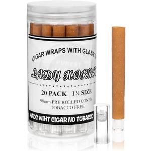 20 Pack Pre Rolled Cones With Glass Tips, King Size Pre Roll Tube Cone Rolling Papers with Glass Tipped