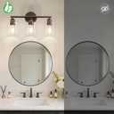 3-Light Bathroom Vanity Light Fixture, Modern Wall Lamp for Mirror with Clear Glass Shade (D-Clear Glass & Brown)