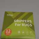 Rabenda 12 Pcs Rug Tape, Non Slip Rug Pads Grippers for Hardwood Floors and Tiles, Reusable Carpet Tape for Area Rugs, Double-Sided Adhesive Rug Stickers Keep Corners Flat (Black)