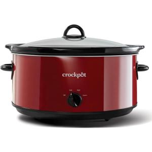 Crock-Pot 8-Quart Manual Slow Cooker, XL Family Size Serves 10+ People, Removable Stoneware with Warming Setting, Dishwasher Safe for Easy Cleanup, Red