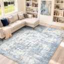 Area Rugs 8x10 Living Room Rug Washable No Slip Low Pile Soft Thickness Large Carpets Indoor Floor Covering for Bedroom Dining Modern Abstract Home Office Decor Blue