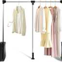 Adjustable Pull Down Closet Rod 32-45 Inch, Polished Metal Wardrobe Lift Rail Organizer with Two-way Buffering, 40 lbs Capacity for Hanging Clothes, Side-Mounted for Cabinets/Wardrobes