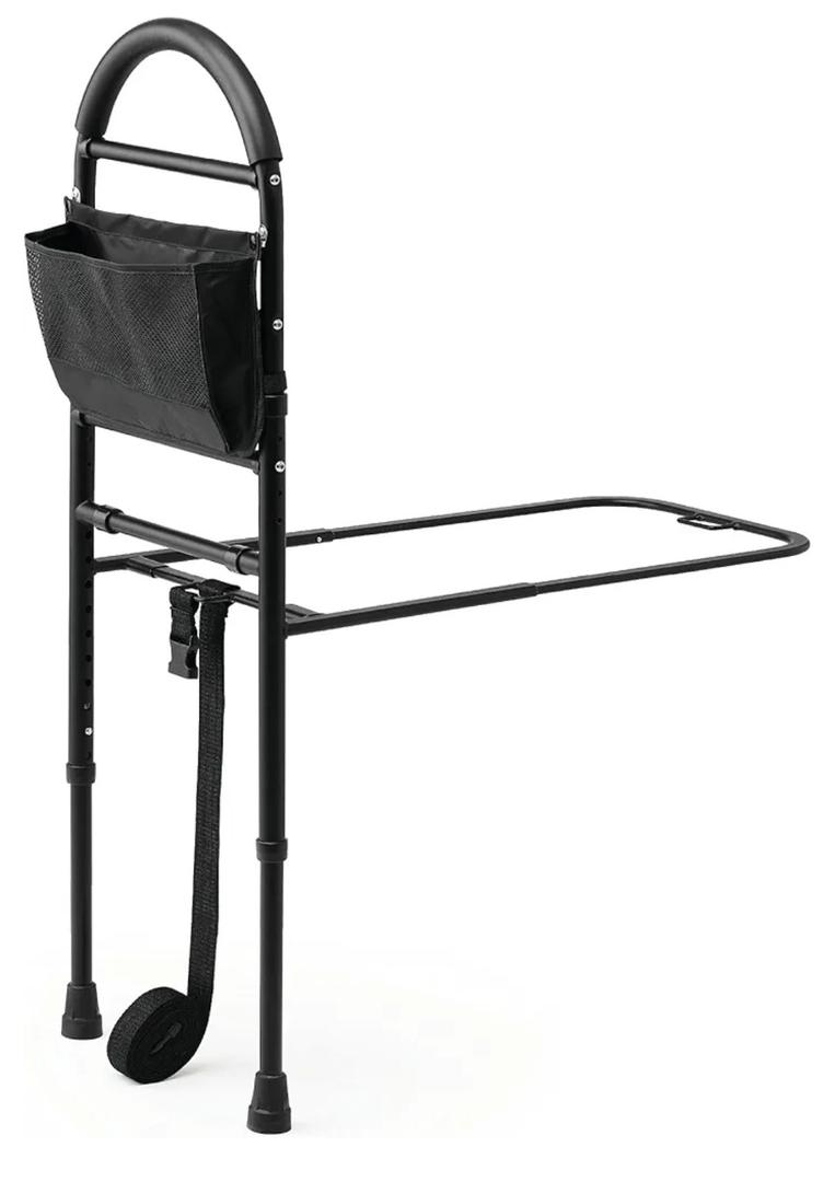 Medline Bed Assist Bar with Storage Pocket, Height Adjustable Bed Rail for Elderly Adults, Assistance for Getting In and Out of Bed at Home