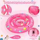 Baby Pool Float with Canopy, Inflatable Baby Swim Float with UPF50+ Sun Protection, Toddler Infant Pool Float with Toy Play Console Adjustable Safety Seat for Kids Girls Boys Aged 6-36 Months, Pink