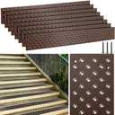 Gisafai 8 Pcs Non Slip Aluminum Stair Treads - 30 x 3.75 Inch Metal Nosing, Powder Coated Anti Slip Outdoor Stair Treads with Carbon Steel Screws, Easy to Install for Wood Ramp Deck Steps (Brown)
