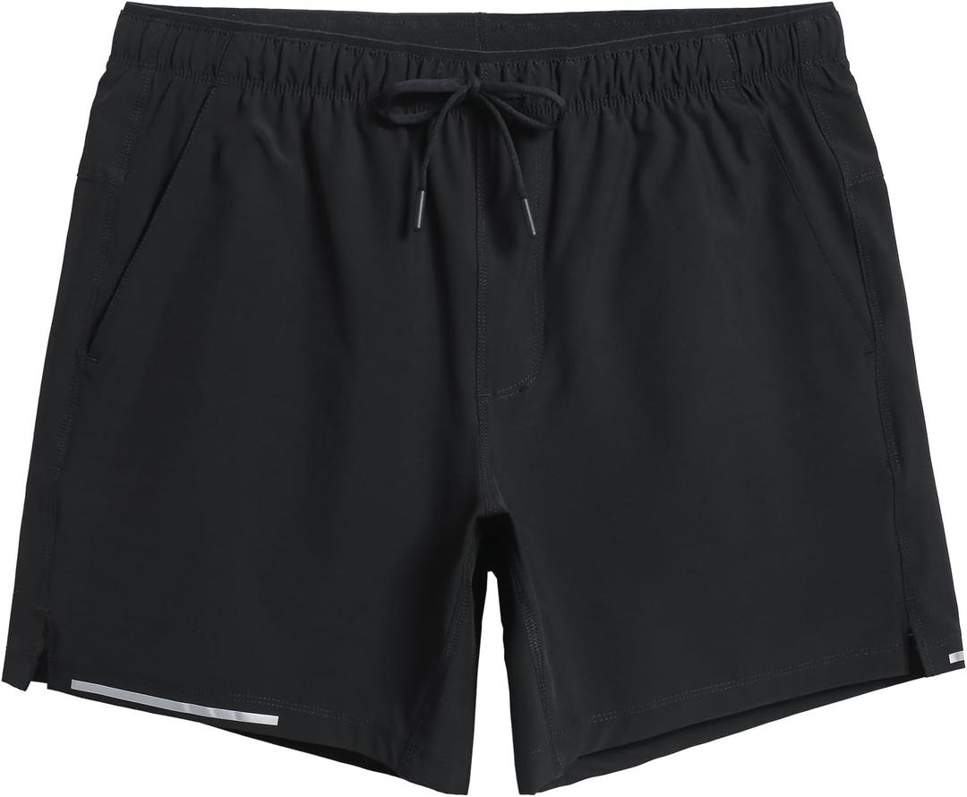 Maamgic Mens Running Shorts Workout 6" Marathon Lightweight Quick Dry Gym Shorts with Zip Pocket (Black), S