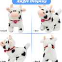 Hopearl Walking Cow Interactive Electronic Pet Plush Diary Cattle Toy with Sounds and Movements MOO Nodding Head Wag Tail Animated Gift for Toddlers Birthday, Black, 7''