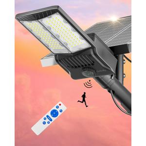 Gefolly Solar Street Lights Outdoor, Commercial Parking Lot Light Dusk to Dawn IP67 Waterproof 6500K Security Flood Lights with Motion Sensor Lamp for Yard, Road(SL-10000W, 600000LM), SL-10000W/1Pack