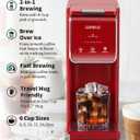 KIDISLE Single Serve Coffee Maker for K Cup & Ground Coffee Hot & Iced, 6-16oz Sizes, 40oz Water Tank, Reusable Filter, Compact for Home Office Dorm, Red