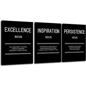 Inspirational Wall Art for Office Inspiration Excellence Persistence Motivational Creation Print Canvas Poster Painting Modern Inspiring Artwork for Home Living Room Stretched and Framed[36''Wx 16''H]