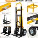 3 in 1 Convertible Hand Truck Dolly Cart with 10" Pneumatic Wheels, 1000LBS Capacity Heavy Duty Dolly, Hand Cart with Bungee Cords for Logistics, Moving, Shopping, Home, Office (Black Yellow)