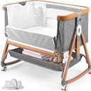 Baby Bassinet Bedside Bassinet, 3 in 1 Rocking Crib, Grey