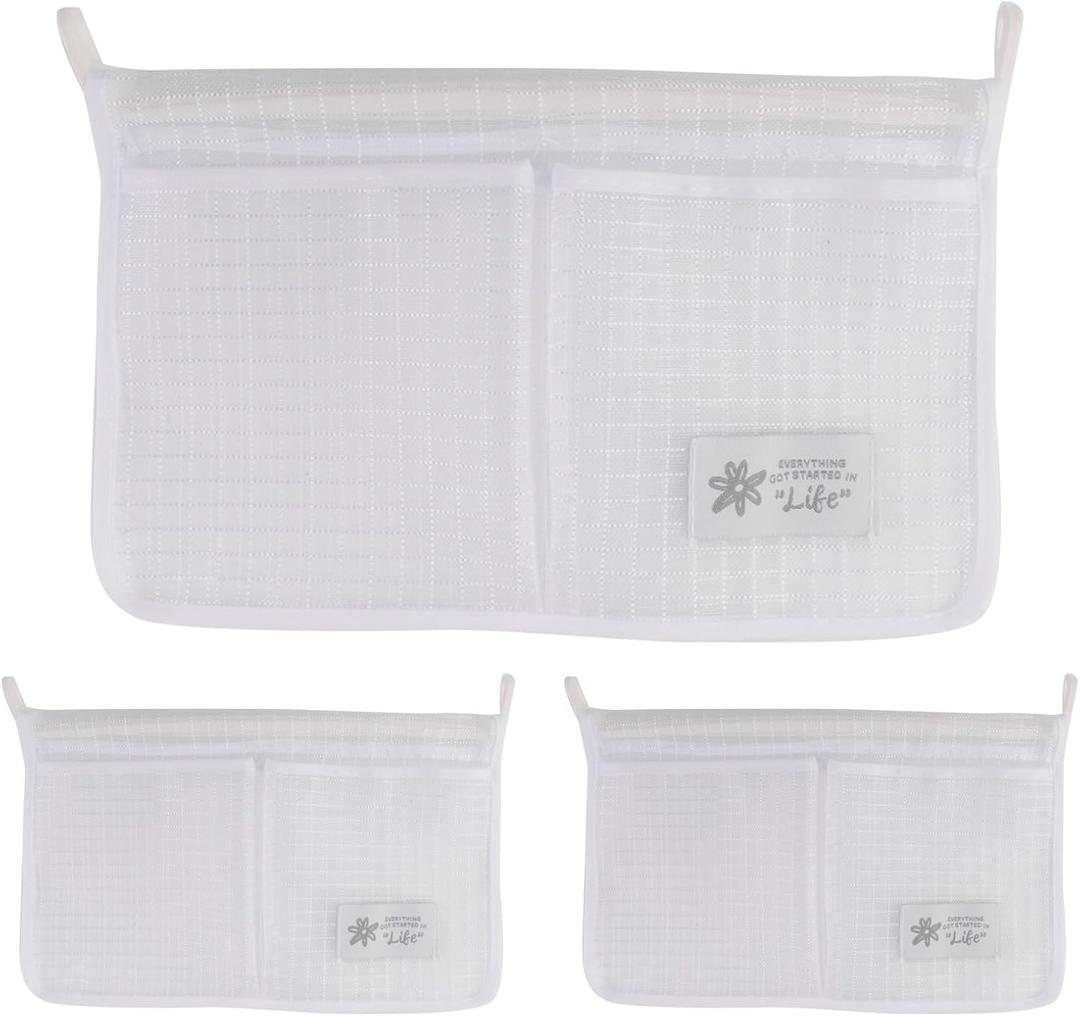 Refrigerator Door Organizer Set Fridge Hanging Mesh Bag for Kitchen Storage Bag Household Sundries Sorting Bag (White) 3 Pcs