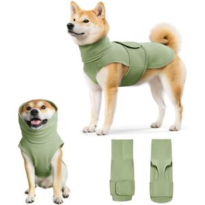 Dog Anxiety Calming Vest Adjustable Turtleneck Thunder Shirt Jacket for Fireworks, Separation, Vet Visits, Pet Hoodie for Small Dogs (Army Green) XS 