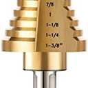 ZELCAN 10 Sizes Titanium Step Drill Bit, 1/4 to 1-3/8 Inches High Speed Steel Drill Cone Bits for Sheet Metal Hole Drilling Cutting, HSS Multi Size Hole Stepped Up Unibit for DIY Lovers Electrician