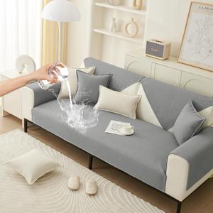 HANDONTIME Dog Couch Cover Pet Friendly Couch Protector for Dogs Chenille Sofa Covers Waterproof and Washable Non Slip Pet Protector Furniture Covers Universal Sofa Cover (Grey, 36"63")