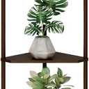 Wisuce Corner Shelf Stand - 5 Tier Walnut Bamboo Small Corner Bookshelf for Office Kitchen Bedroom Plant Stand Living Room Decor Small Space