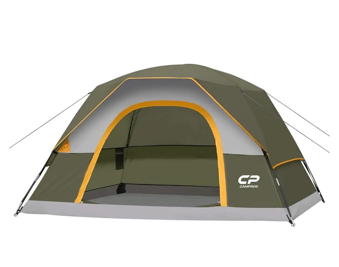 CAMPROS CP Tents for Camping 2-4 Person, Waterproof Windproof Dome Tent Camping Tents with Rainfly Easy Setup in 5 Mins, Portable Tents with Mesh Window & Carry Bag for Outdoor Camping Backyard, Olive