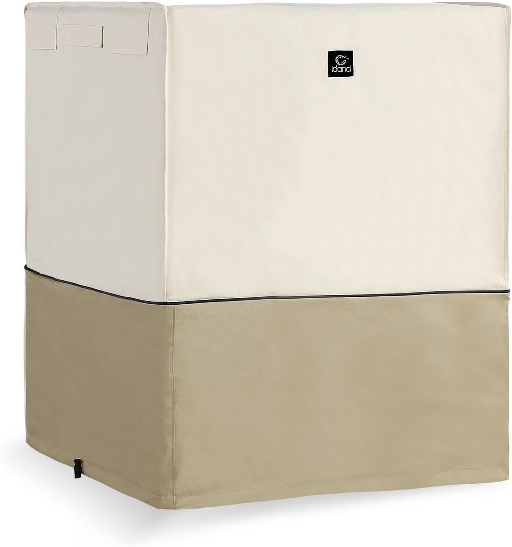 Air Conditioner Cover for Outside Units with Upgraded Waterproof Fabric, Durable 600D AC Cover for Outdoor Air Conditioner Protection, Fits up to 36W x 36D x 39H InchBeige White