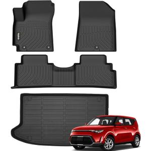 Wailtnb-Floor Mats & Cargo Mat Custom for Kia Soul 2024-2020 All Weather Mat Protection Waterproof Non-Slip Durable Floor Liners Full Set Soul Accessories Black