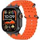 Ocean Sport Bands Compatible with Apple Watch Ultra 2/ Ultra Band 49mm 46mm 45mm 44mm 42mm for Men Women, Metal Connector with Breathable Silicone Waterproof Strap for iWatch Series 10 9 8 7 SE 6 5 4 3