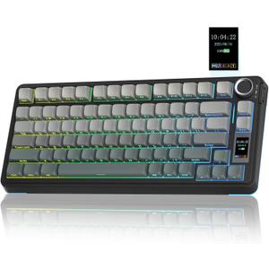 AULA S75 PRO Wireless Mechanical Keyboard with Screen&Knob, Tri-Mode Hot Swappable Gaming Keyboard 75%, Pre-lubed Switches, RGB Backlit, Side Printed PBT Keycaps, Creamy Sounding Computer Keyboards (Gradient Black)