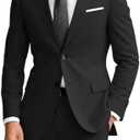 Wangyue Men's 2 Piece Suit Slim Fit Suits for Men Two Button Blazer Formal Business Jacket Suit for Wedding Prom Dinner, Large 