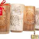 Trondebal Viking Drinking Horn Mugs Set of 4, beer stein set, Natural Ox Horn Shot Glasses | 10 oz Cool Unique Tumbler, Beer Gift for Men and Women, Handmade Goblet| Medieval Stein for Ale, Mead