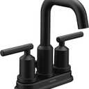 Moen Gibson Matte Black Two-Handle Centerset High Arc Modern Bathroom Faucet with Drain Assembly, Contemporary Black Sink Faucet for 3-Hole Countertops, 6150BL (Maximum Deck Thickness: 1-1/5")