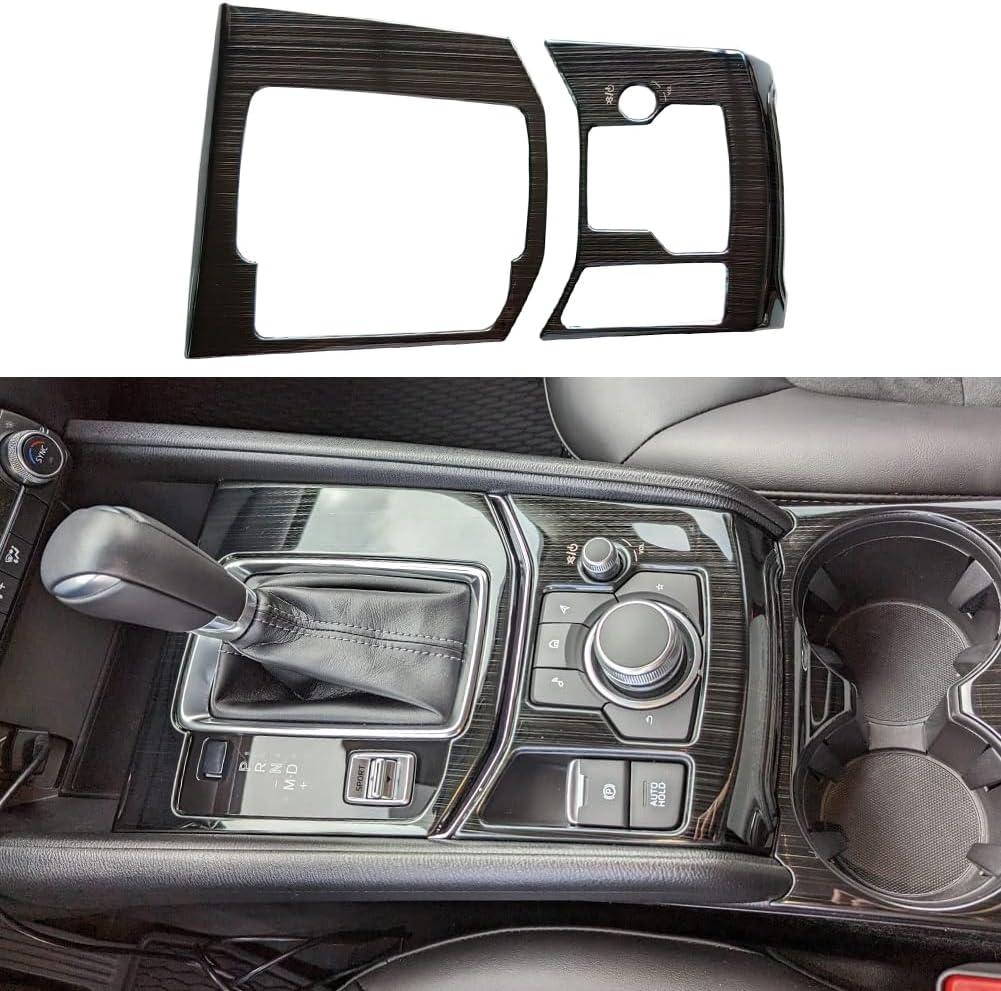 Interior Center Console Gear Shift Panel Cover Trim for Mazda CX-5 CX5 Accessories 2017 2018 2019 2020 2021 2022 2023 2024 2025 (Stainless Black)