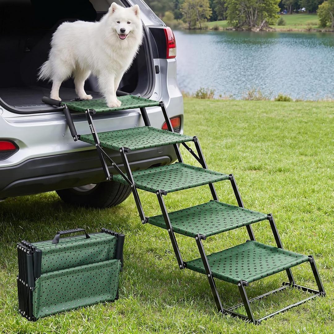 5‑Step Dog Stairs for Car Trunk, 18.5" Wide Foldable Lightweight Pet Stairs