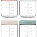 POIKSHARK 4-Pack Overnight Oats Containers with Lids,16 OZ Wide Mouth Glass Jars with Airtight Lids, Mason Jars Glass Food Containers for Snack Spice Sugar Food Prep Yogurt