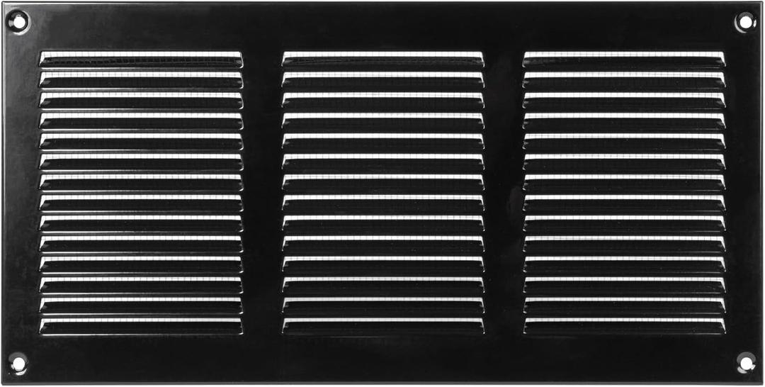 Repa Market Black Air Vent Cover 12" x 6" Inch (Outer Dimensions) - Steel Return Air Grilles - for Ceiling and Sidewall - HVAC - with Protection Screen (11.81'' x 5.90'' Inch)