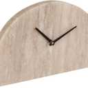 Bloomingville Decorative Half Moon Marble Mantel Clock, Beige and Black (10"W x 6"H)