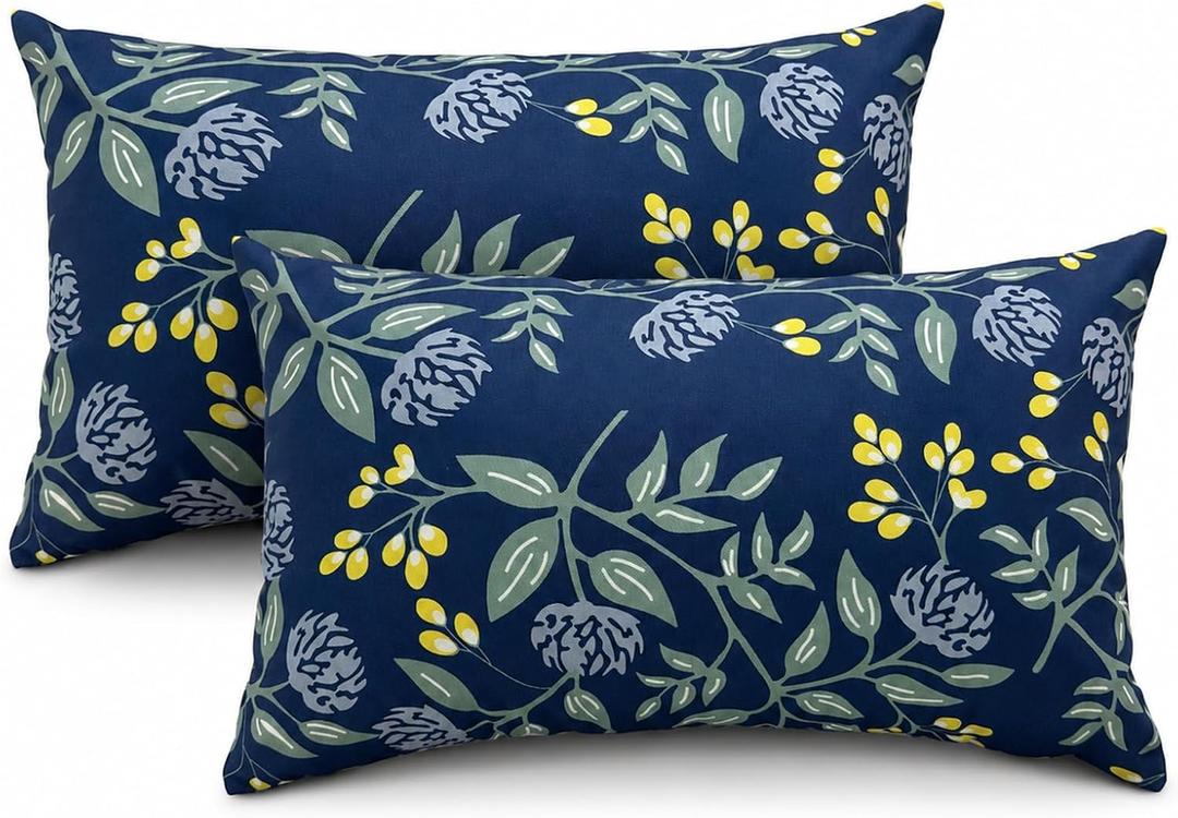 Outdoor Lumbar Pillows 12"x20" Waterproof Patio Pillows with Inserts