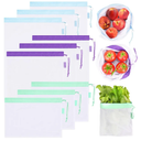 9-Pack Reusable Produce Bags & Vegetable Bags – Heavy Duty Washable Mesh Grocery Bag with Drawstring Closure, Eco-Friendly Storage for Farmers Market, Groceries, Beach & Fridge (L, M, S)