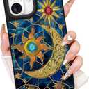 Fiyart Designed for iPhone 16 Plus Case,Cute 3D Glossy Sun Moon for Women Girls Hard Shell Durable Shockproof Luxury Aesthetic TPU Phone Bumper 6.7"-Celestial Glass