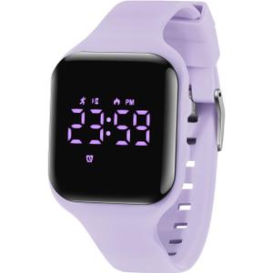 Kids Watches for Girls Boys Digital Sport Watch with Step Counter Pedometer Vibration Alarm Clock, No App Waterproof Fitness Tracker Kids Watch Boys Girls Teens Students Ages 5-16 (002-E-LightPurple)