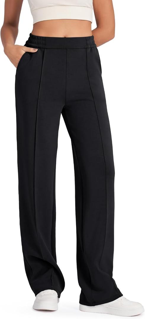 G4Free Smoofit Modal Soft Women Wide Leg Sweatpants Yoga Pants Casual Lounge Trousers Short/Petite/Regular/Tall/Extra Tall (Black, S)