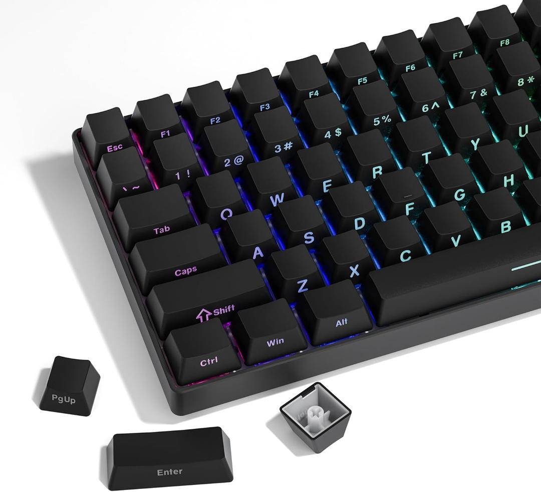 XVX PBT Keycaps - Side Print Keycap Set, Double Shot Shine Through Custom Keycaps, Black Keycaps OEM Profile 136 Keys, Minimalist Style Phantom Keyboard Keycap for Mechanical Keyboards (Black)