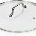12 IN Glass Lid with Stainless Steel Handle for Frying Pan, Tempered Replacement Cover Compatible for All Cookware for Skillets, Round Cast Iron, Cast Aluminium, Stainless Steel Pans & Pots (Silvery Handle)