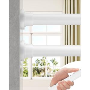 ALLZONE Tension Curtain Rod for Window, 2 Pack 83-123 Inches, Heavy Duty Curtain Rods No Drilling, Non-Slip Bathroom Shower Tension Rod, Renter Friendly, Adjustable, Spring Loaded, Extra Long, White