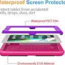BMOUO Kids Case for iPad 9.7 2018/2017/iPad Air 2/1, iPad 6th/5th Generation, Built-in Screen Protector, Shockproof Handle Convertible Stand Case for iPad 6th/5th Gen 9.7', Purple Rose