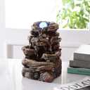 Indoor Fountain Waterfall Tabletop Rockery with Glass Ball Natural Imitation Home Decor Color Changing LED Lights23064