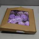 BSMYBO Purple Flower Artificial Roses Faux Flowers with Stems Mix Fake Roses Dahlia Chrysanthemum Ball for Wedding Bridal Bouquets, Table Centerpieces, Baby Shower, Party, Home Decorations