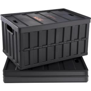 VEVOR 65L Collapsible Storage Bins with Lids 3 Packs, Stackable Utility Crates with Handles, Large Folding Containers for Organizing Tools, Books, Food, Drinks, Camping&Transport