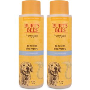 Burt's Bees for Pets Tearless Puppy Shampoo with Buttermilk, 2pk, 95% Natural Origin Formulas, Best Tearless Shampoo for Puppies - Gentle Dog and Puppy Shampoo Tear Free, 16 oz - 2 Pack